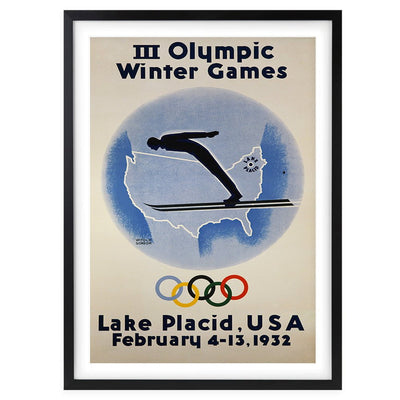 Wall Art's 3rd Winter Olympic Games 1932 Large 105cm x 81cm Framed A1 Art Print