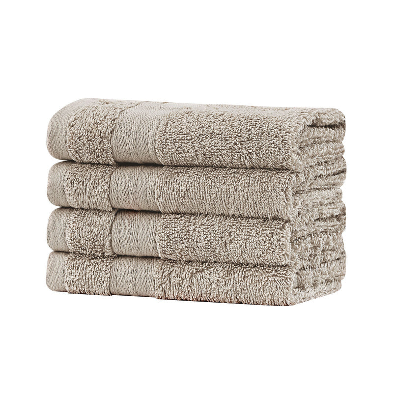 Linenland Bath Towel Set - 4 Piece Cotton Washcloths - Sandstone