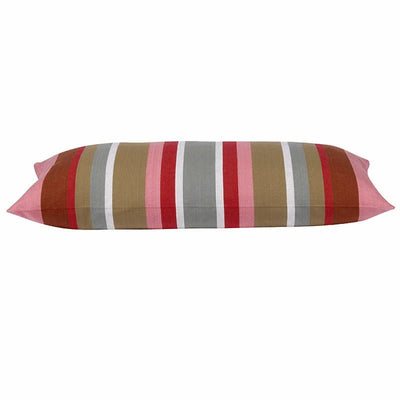Pack of 4 Corban Rose Pink Based Striped Cushion Cover Multicoloured Rectangle 35x70cm