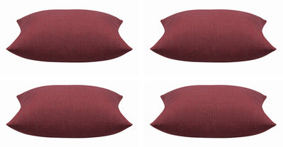 Pack of 4 Elements Deep Red Solid Base Colour Square Cushion Covers