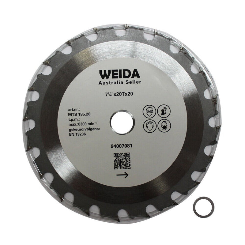 185mm Wood Circular Saw Blade Cutting Disc 7-1/4” 20T Bore 20/16mm 2.2mm Kerf