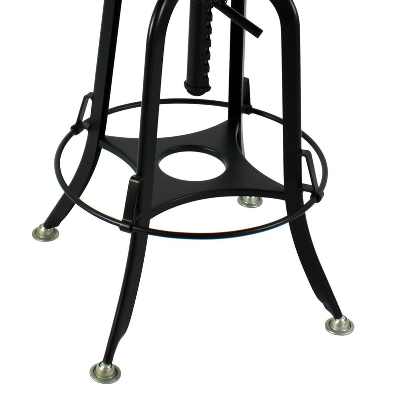 Industrial Wooden Height Adjustable Swivel Bar Stool Chair with Back - Black Rustic