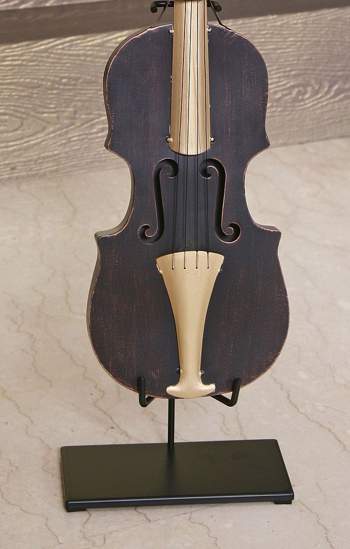 Violin Statue Display Ornament for Home Decor in Copper Finish