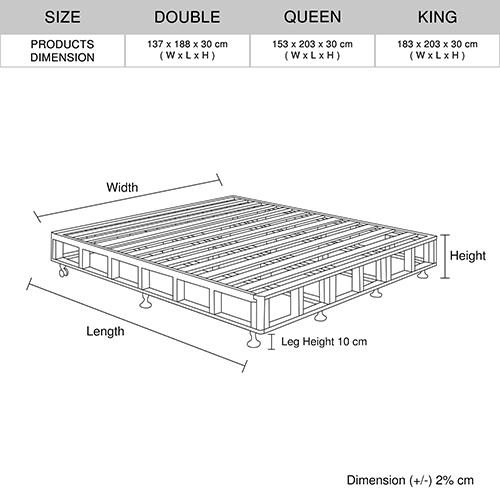Mattress Base Ensemble King Size Solid Wooden Slat in Beige with Removable Cover - Payday Deals