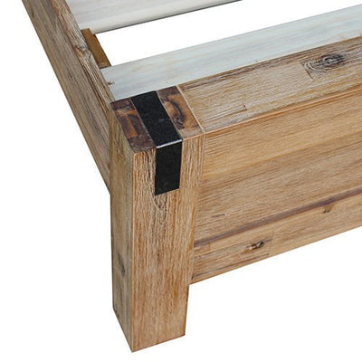 Bed Frame King Size in Solid Wood Veneered Acacia Bedroom Timber Slat in Oak