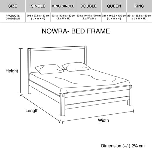 Bed Frame King Single Size in Solid Wood Veneered Acacia Bedroom Timber Slat in Oak