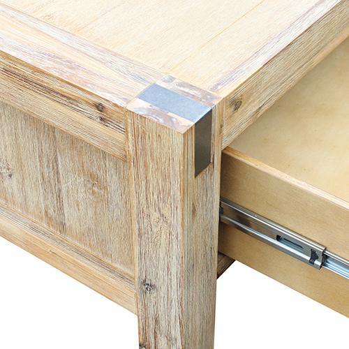 Coffee Table Solid Acacia Wood & Veneer 1 Drawers Storage Oak Colour - Payday Deals