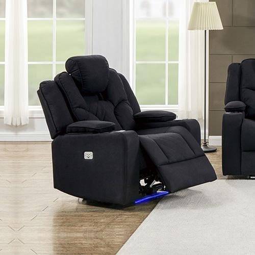 3+1+1 Seater Electric Recliner Stylish Rhino Fabric Black Lounge Armchair with LED Features - Payday Deals
