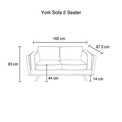 York Sofa 2 Seater Fabric Cushion Modern Sofa Blue Colour - Payday Deals