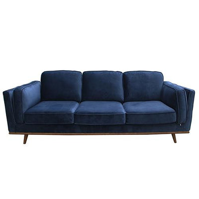 3 Seater Sofa Soft Blue in Soft Blue Velvet Fabric Lounge Set for Living Room Couch with Wooden Frame - Payday Deals