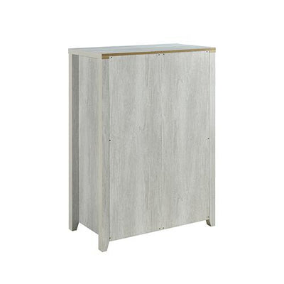 Tallboy with 5 Storage Drawers Natural Wood like MDF in White Ash Colour - Payday Deals