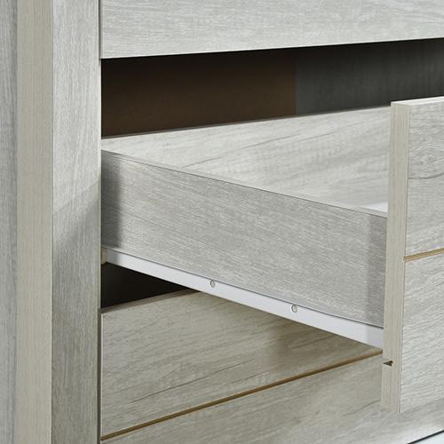 Tallboy with 5 Storage Drawers Natural Wood like MDF in White Ash Colour - Payday Deals