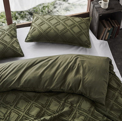 Tufted ultra soft microfiber quilt cover set-single khaiki green