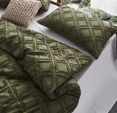 Tufted ultra soft microfiber quilt cover set-king khaiki green