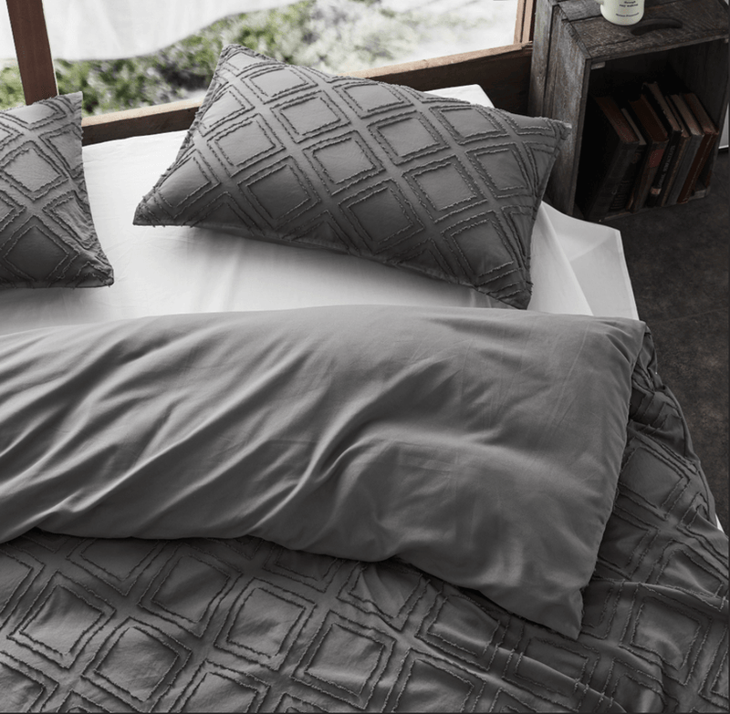 Tufted ultra soft microfiber quilt cover set-king smoke