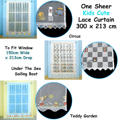 One Piece Kids CuteSheer Lace Curtain Under The Sea Sailing Boat