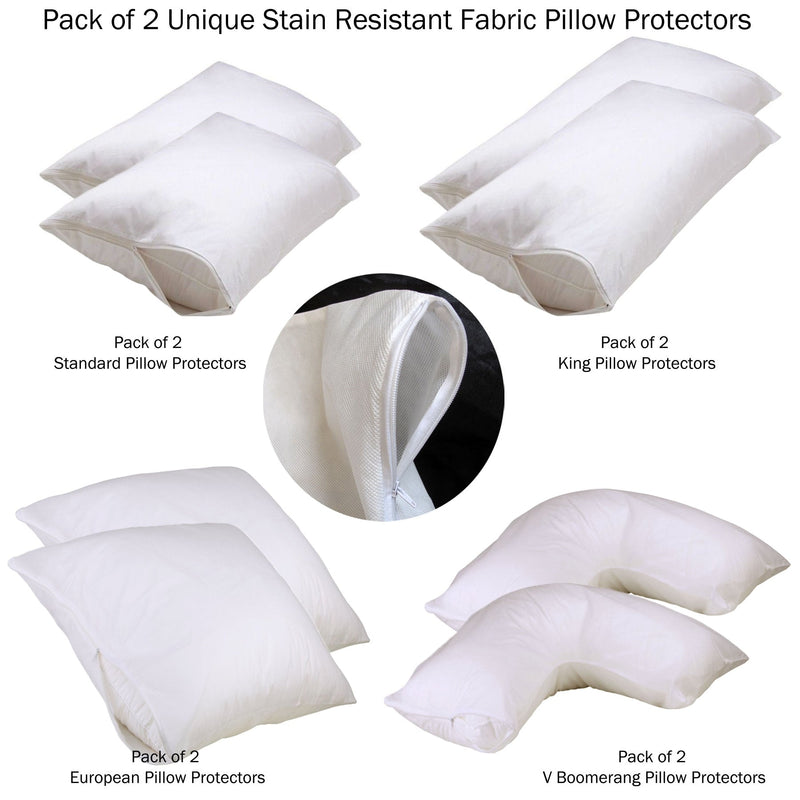 Set of 2 Stain Resistant Pillow Protectors King