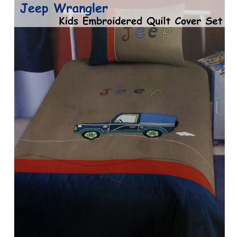 Jeep Wrangler Embroidered Quilt Cover Set Single