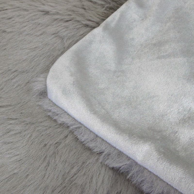 Tuscany Luxury Faux Sheep Wool Fur Throw Rug Silver