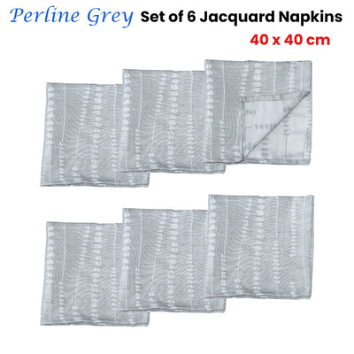 Set of 6 Perline Grey Jacquard Napkins 40cm x 40cm