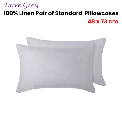 Vintage Design Homewares 100% Linen Pair of Standard Pillowcases Dove Grey 48 x 73 cm