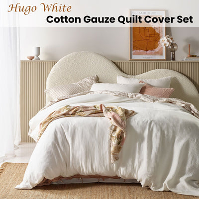 Vintage Design Homewares Hugo White Cotton Gauze Quilt Cover Set King