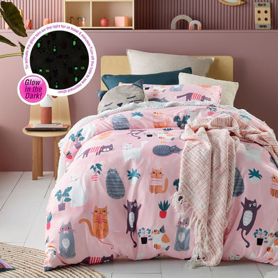 Happy Kids Miaow Glow in the Dark Quilt Cover Set Single