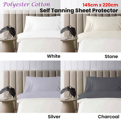 Accessorize Self Tanning Polyester Cotton Sheet Protector 145cm x 220cm White