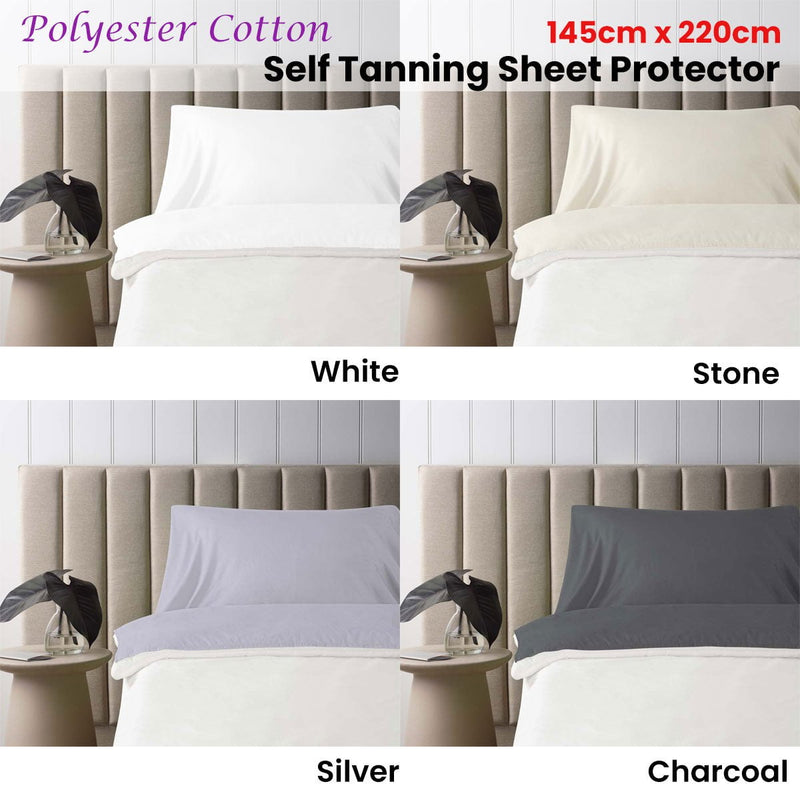 Accessorize Self Tanning Polyester Cotton Sheet Protector 145cm x 220cm White