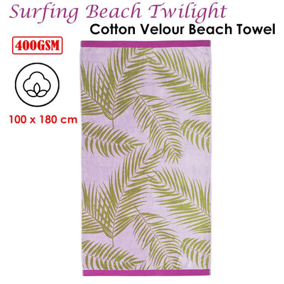 Bedding House Surfing Beach Twilight Cotton Velour Beach Towel