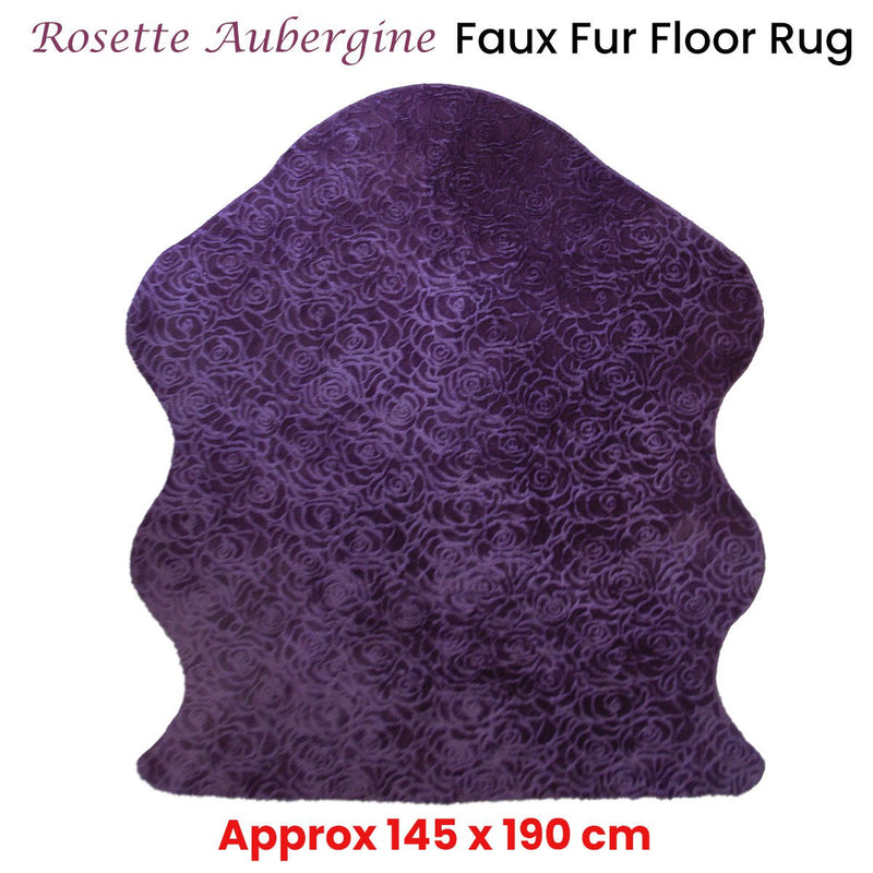 Rosette Aubergine Faux Fur Shape Floor Rug Approx 145 x 190cm