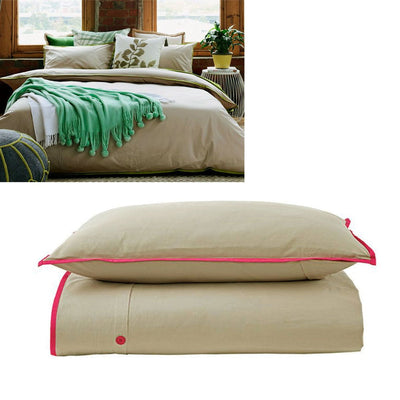 Jane Barrington Cotton Quilt Cover Set Taupe/Hot Pink Queen