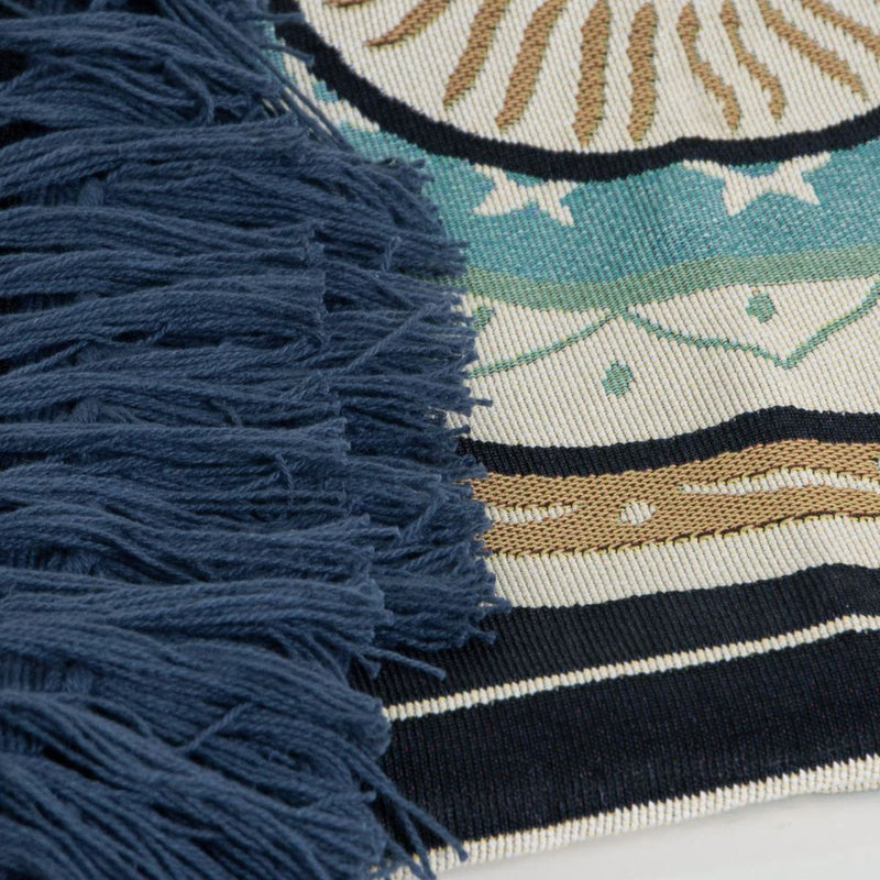 J Elliot Home Kasbah Luxury Fringe Throw 130 x 160cm Blue