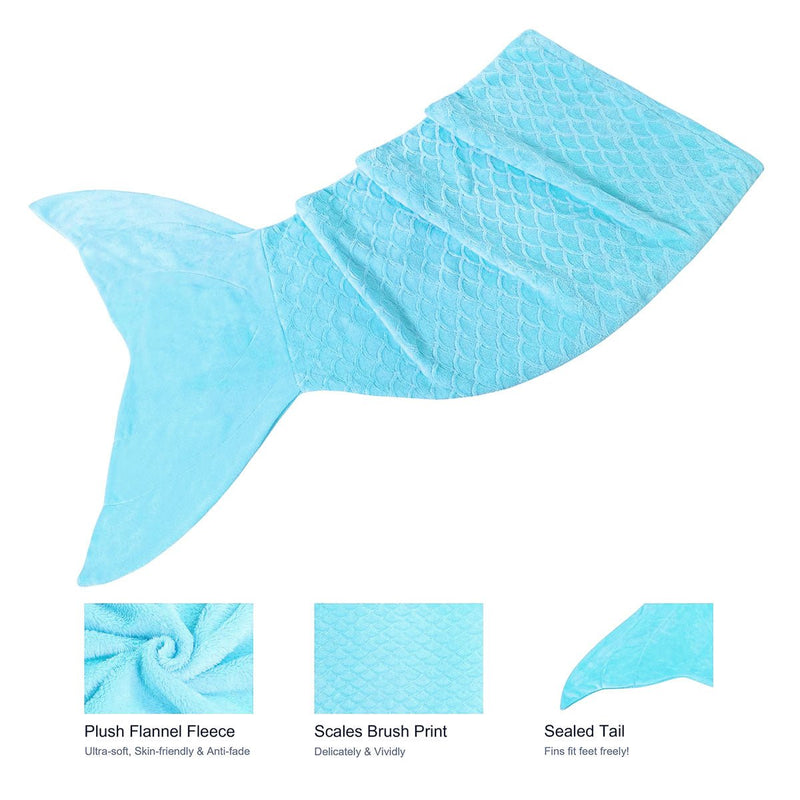 Mermaid Tail Blue Soft Blanket Throw