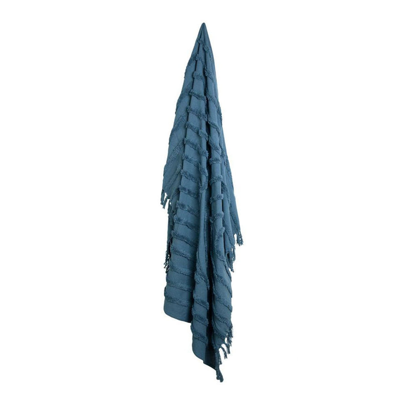 J Elliot Home Zen Luxury Fringe Throw 130 x 160cm Steel Blue