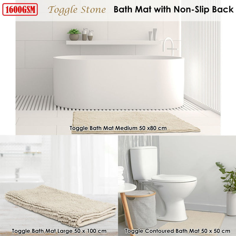 Toggle Microfiber Bath Mat Large Stone