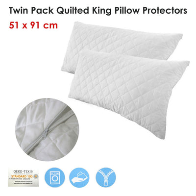 Twin Pack Quilted King Pillow Protectors