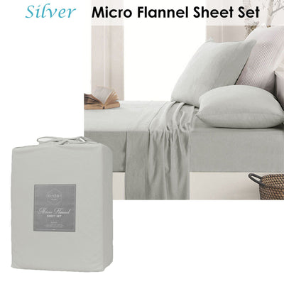 Ardor Micro Flannel Sheet Set Silver Queen