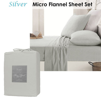 Ardor Micro Flannel Sheet Set Silver Mega Queen