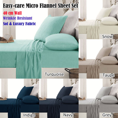 Apartmento Easy-care Micro Flannelette Sheet Set Grey Single