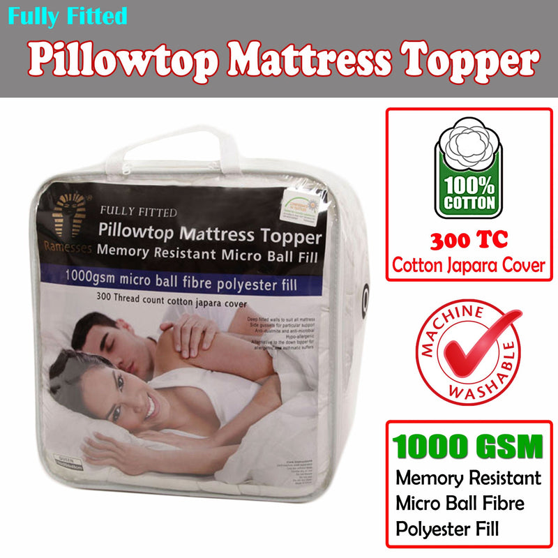 Ramesses Fully Fitted Pillowtop Mattress Topper Double