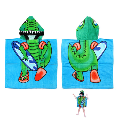 Cute Kids Cotton Hooded Towel Poncho 60 x 120 cm Dinosaur