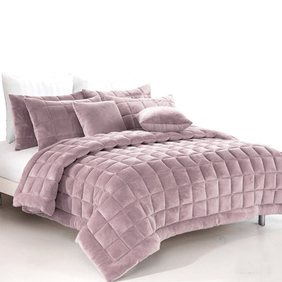 Alastairs Augusta Faux Mink Quilt / Comforter Set Blush King