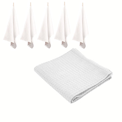 Rans Set of 6 Cotton Waffle Tea Towels 50x70 cm - White