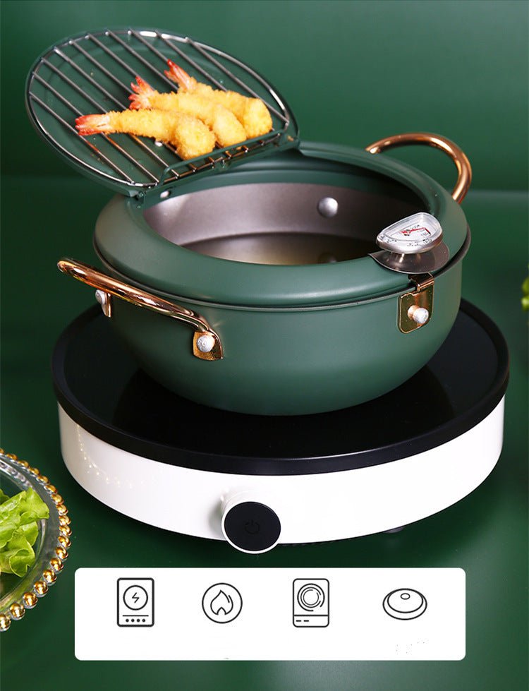 Justcook 20cm JSHS-YZG0320-1 Double Handle Tempura Karaga Fryer Pot Frying Pan