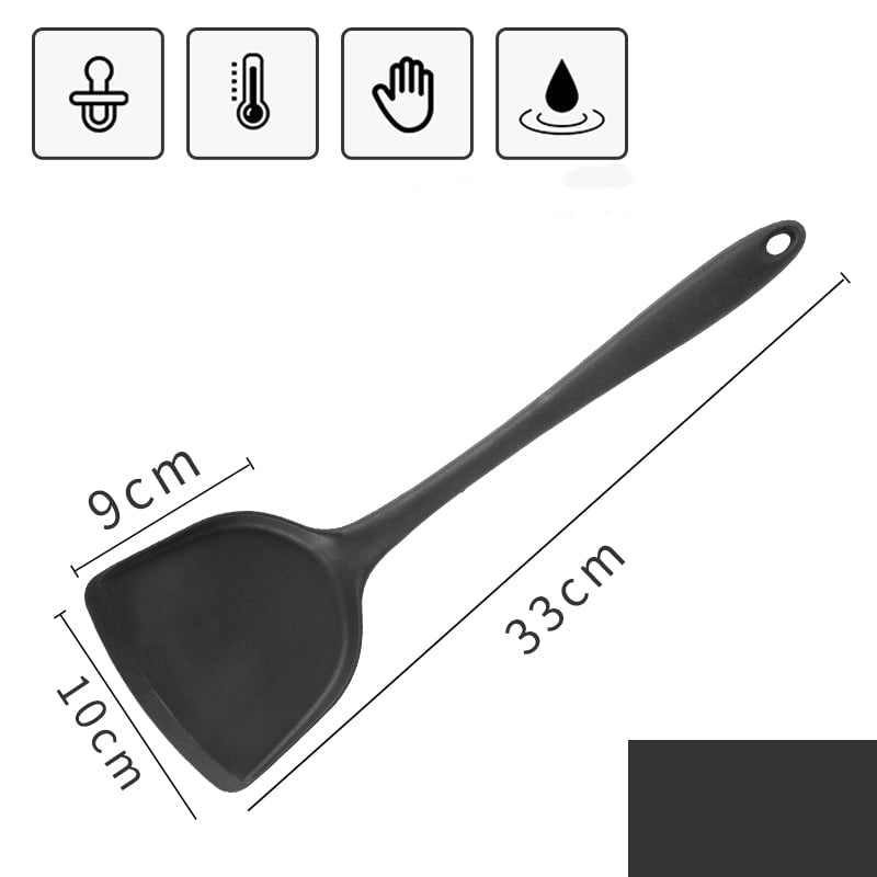 Justcook JSHS-GJC01-2 Silicon Wok Turner Utensil Spatula - Black