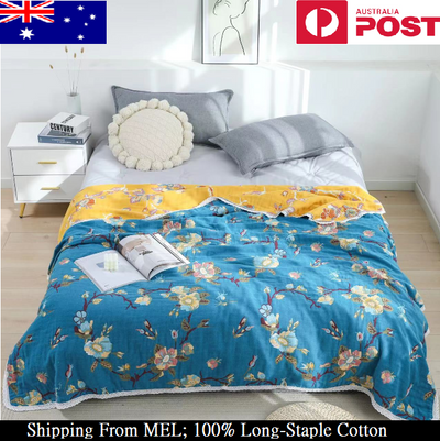 Japanese kimono patterns Style Range In Summer Blossoms Blanket Color Starry Blue & Royal Yellow