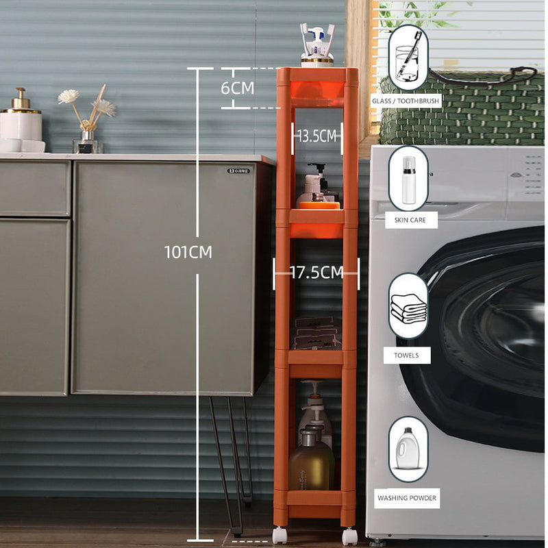 Narrow Gap Storage Rack Basket Shelf Cart Holder for kitchen and laundry Room(4 Layers)