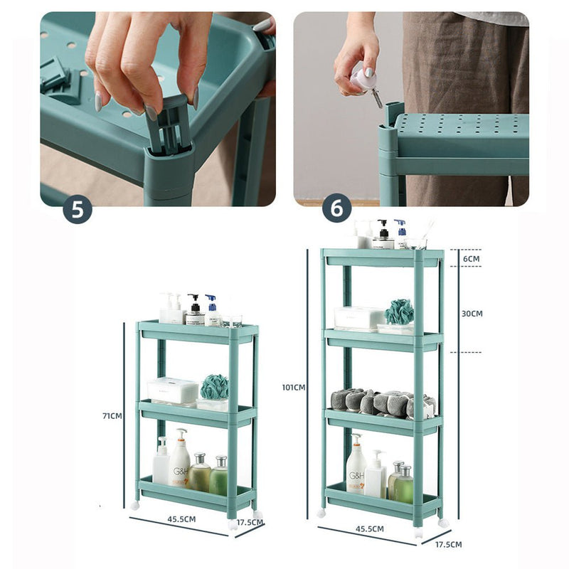 Narrow Gap Storage Rack Basket Shelf Cart Holder for kitchen and laundry Room(4 Layers)