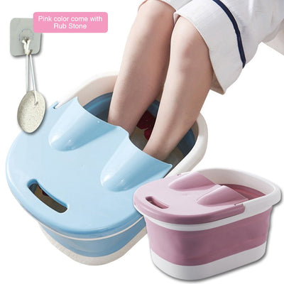 Foot Spa Water Pedicure Foldable Bucket Folding Massage Footbath Soaking Basin(Pink)